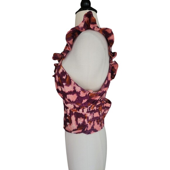 Anthropologie Babydoll Cropped Top Womens Medium Purple Ruffle Beach Boho Summer - Picture 3 of 8
